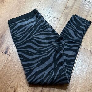 Cuddl Duds Zebra Print Leggings in Black and Gray
